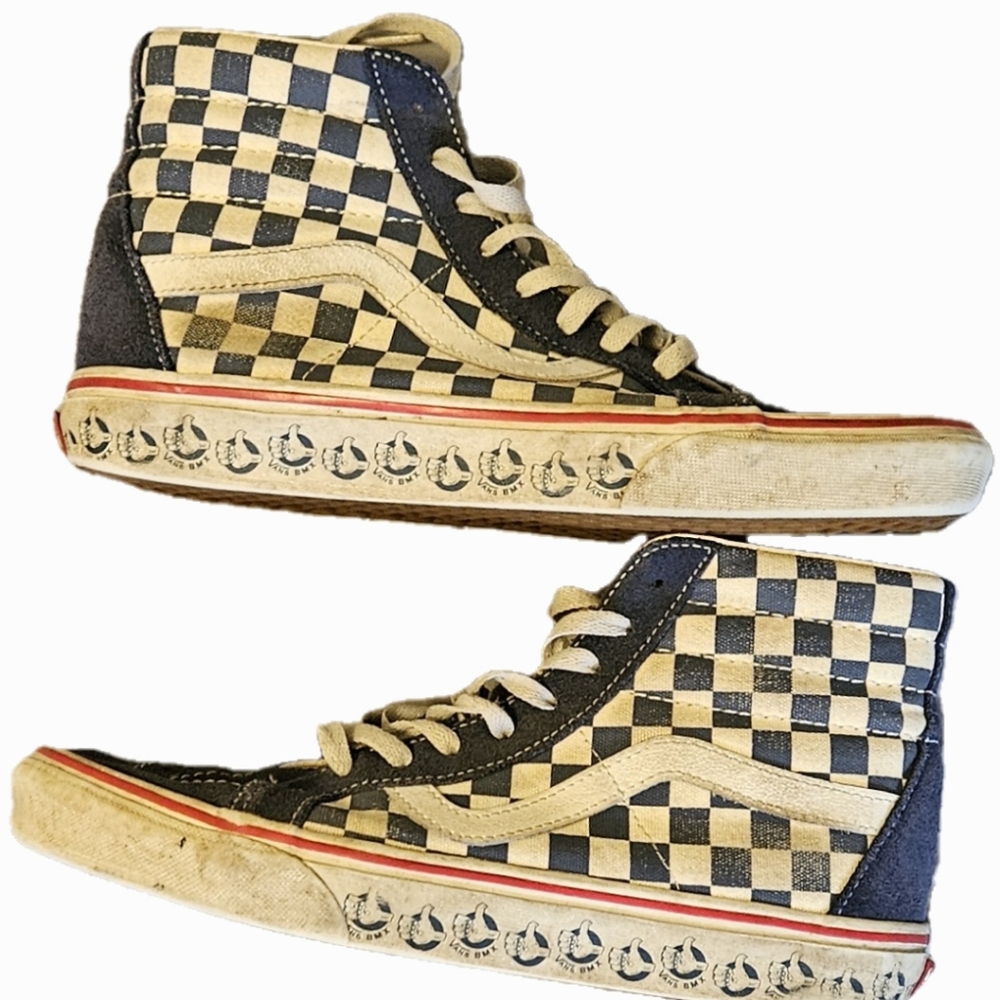 Blue-Checkered High Tops, Vans M8.5/W10, used